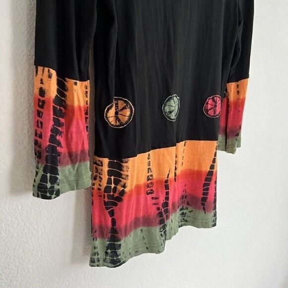 Parsley & Sage Women’s Boho Dip Tie Dye Accent Black Stretch Tunic Blouse Small - Picture 6 of 10